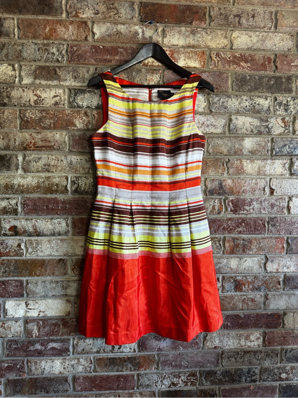 Just...Taylor Striped Sleeveless Red Orange & Yellow Midi Dress
